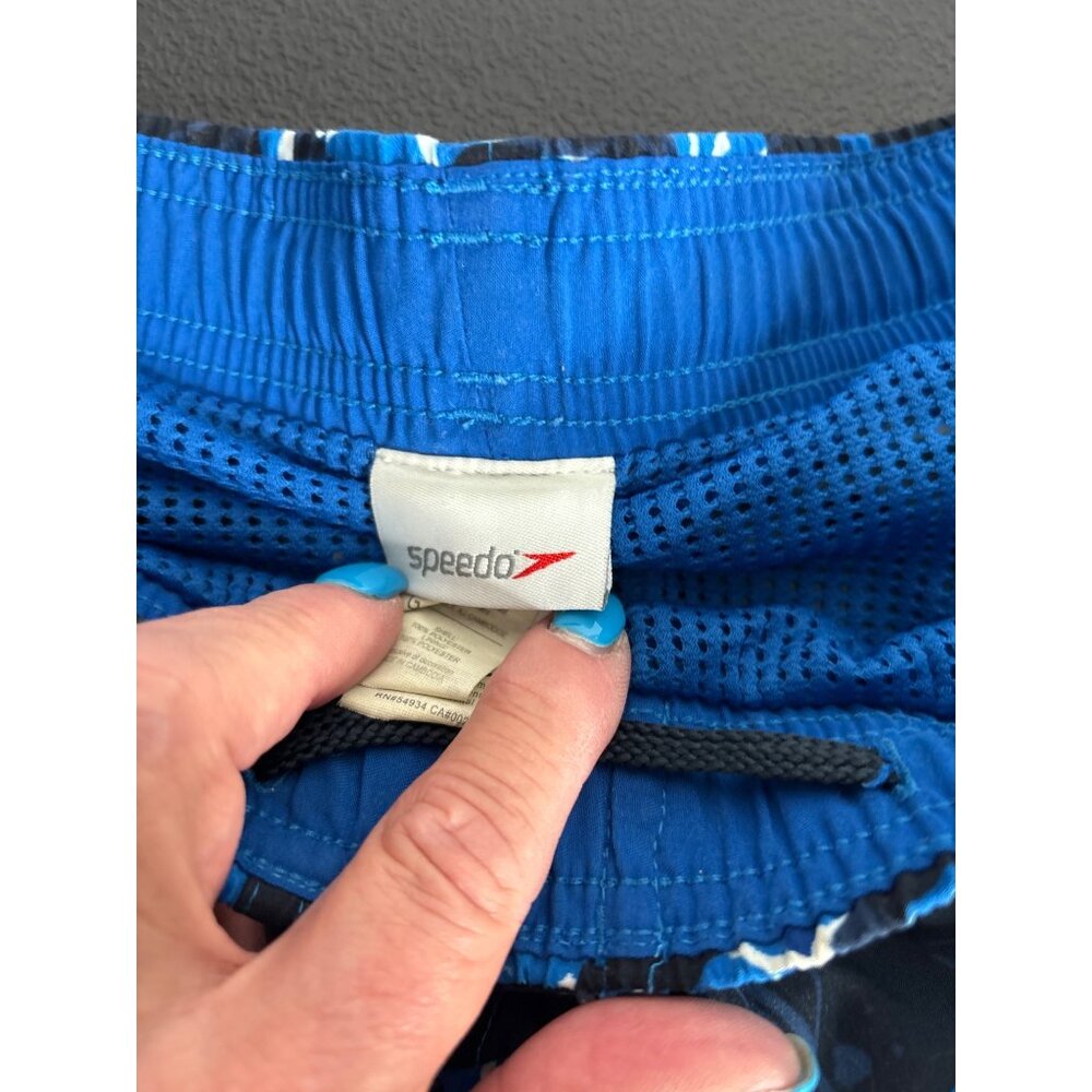 Speedo Men's Blue Hawaiian Floral Mesh Lined Swim Trunks W/Xtra Size L - Picture 5 of 8